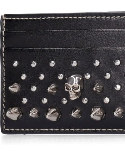 Kožená peňaženka s cvočkami Alexander Mcqueen čierna