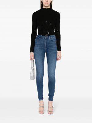 Kõrge vöökohaga kitsa lõikega teksapüksid Karl Lagerfeld Jeans sinine