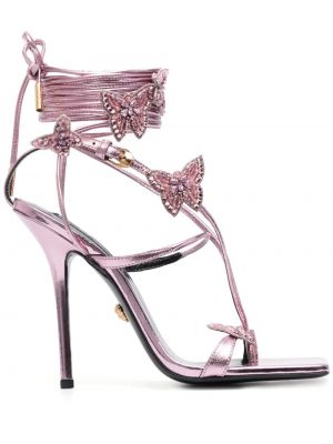 Sandali con cristalli Versace rosa