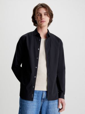 Camisa vaquera de algodón ajustada Calvin Klein Jeans negro