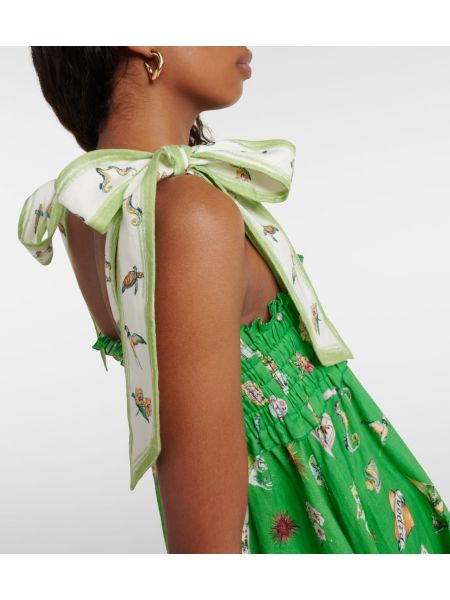 Lněné midi šaty Alemais zelené
