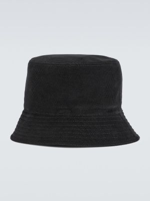Bombažna kapa iz rebrastega žameta Prada črna
