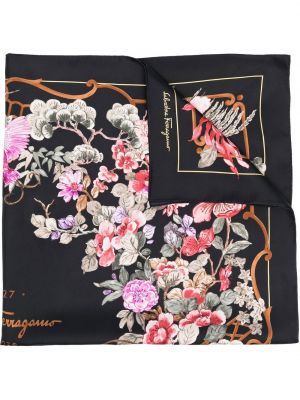 Trykt floral silke skjerf Salvatore Ferragamo svart