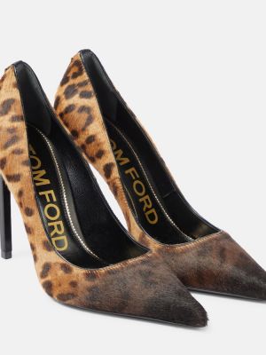 Pantofi cu toc cu imagine cu model leopard Tom Ford maro