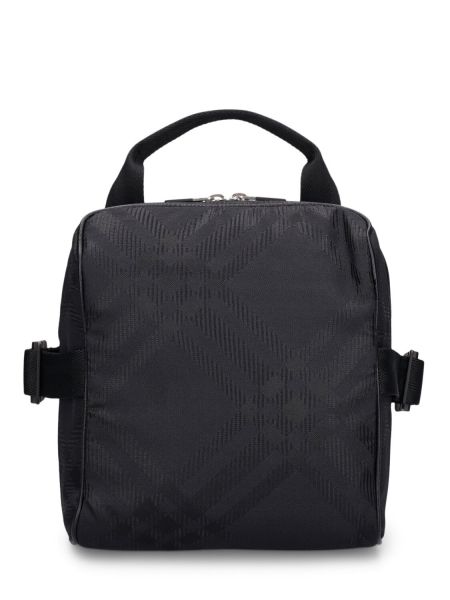 Crossbody torbica s karirastim vzorcem s potiskom iz žakarda Burberry črna