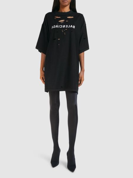 Koszulka z przetarciami bawełniana Balenciaga czarna