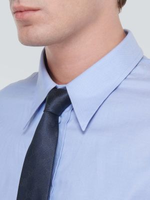 Žakárová hedvábná kravata Gucci modrá