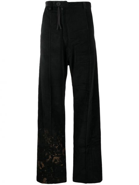 Ravne hlače iz rebrastega žameta Barbara Bologna črna