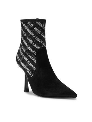 Škornji iz semiša Karl Lagerfeld črna