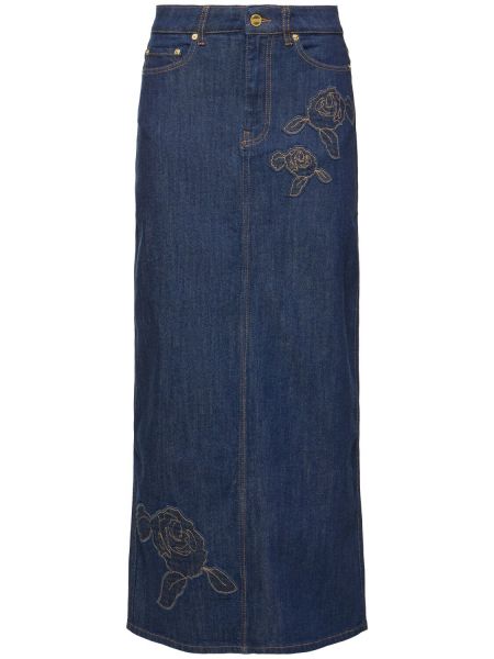 Džínsová sukňa Ganni modrá