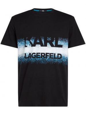 Bavlněné tričko s potiskem s přechodem barev Karl Lagerfeld černé