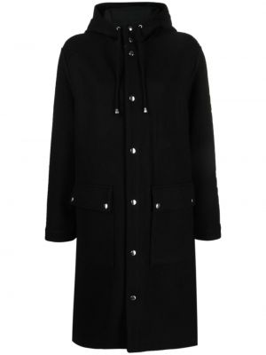 Pletený kabát na gombíky s kapucňou Aspesi čierna
