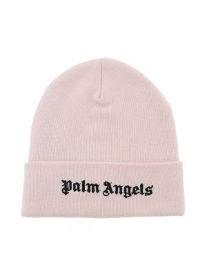 Dzianinowa czapka Palm Angels różowa