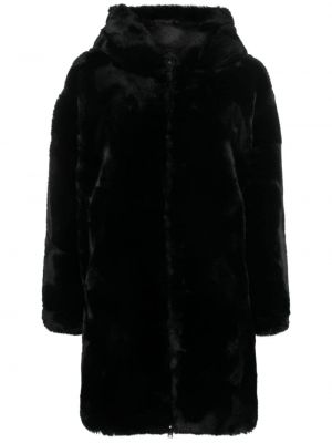 Palton de blană cu glugă Moose Knuckles negru