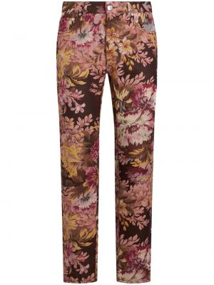 Žakárové kvetinové džínsy s rovným strihom Etro hnedá