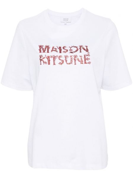 Tişört Maison Kitsuné beyaz