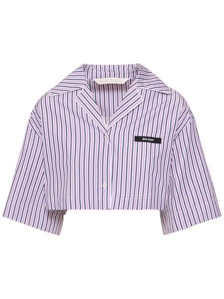 Camisa de algodón a rayas Palm Angels violeta