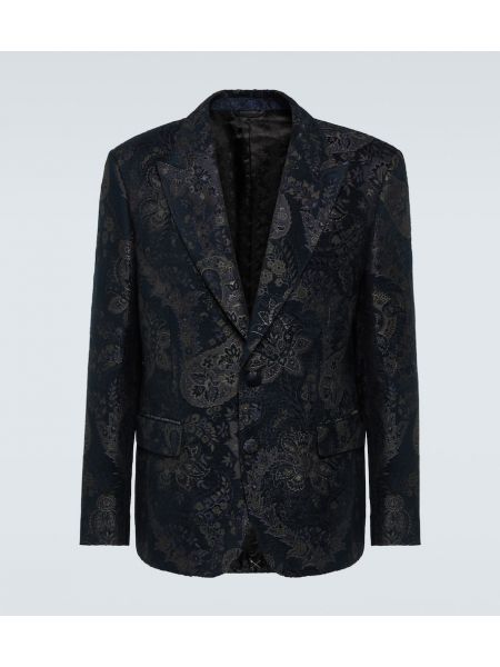 Jakarlı kadife blazer Etro siyah