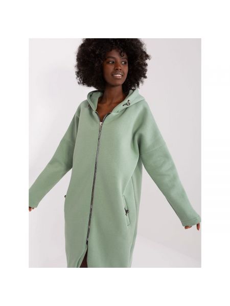 Oversized mikina s kapucí na zip Fashionhunters zelená