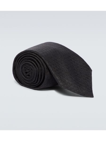 Žakárová hodvábna kravata Gucci čierna