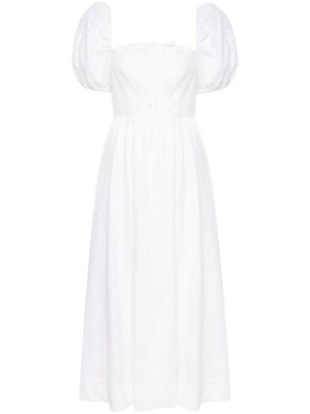 Lněné midi šaty Reformation bílé
