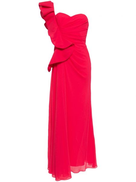 Plisirana večernja haljina Badgley Mischka ružičasta