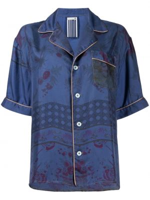 Chemise en soie avec manches courtes Pierre-louis Mascia bleu