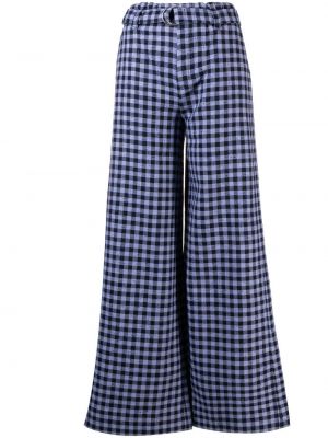 Relaxed fit hlače s karirastim vzorcem Rodebjer vijolična