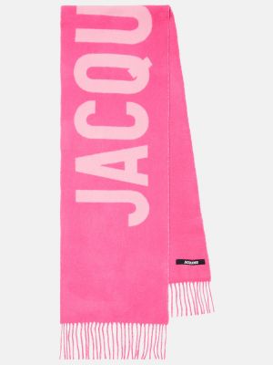 Bufanda de lana de tejido jacquard Jacquemus rosa
