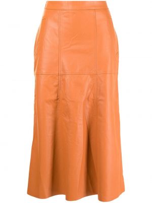 Oranžové midi sukně kožené Johanna Ortiz
