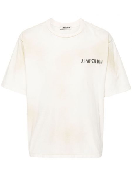 Bavlněné tričko s potiskem A Paper Kid bílé