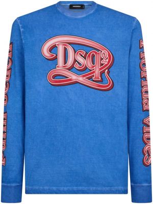 Βαμβακερή μπλούζα με σχέδιο Dsquared2 μπλε