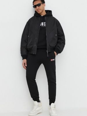 Pamučna hoodie s kapuljačom Diesel crna