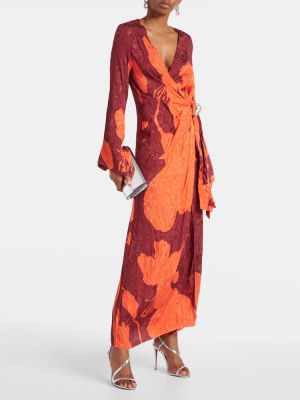 Žakárové květinové dlouhé šaty Johanna Ortiz růžové