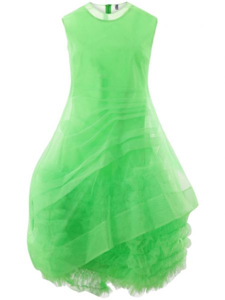 Asymetrické tylové koktejlové šaty Molly Goddard zelené