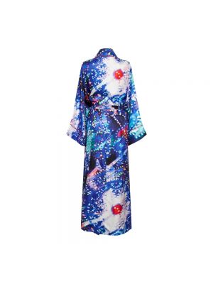 Albornoz de seda con estampado Dolce & Gabbana azul
