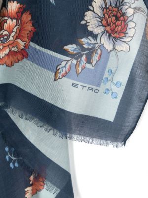 Echarpe à fleurs à imprimé Etro bleu