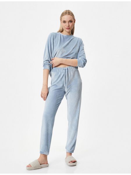 Pidžama od samta s čipkom Koton