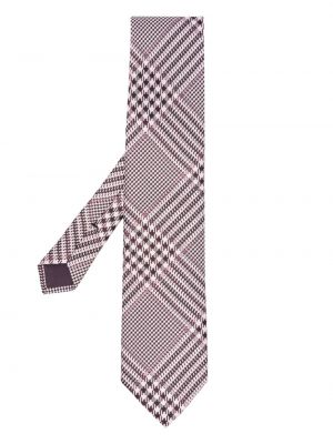Cravată de mătase în carouri cu imagine Tom Ford roz