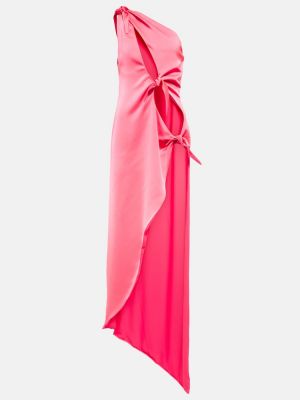 Saténové dlouhé šaty The Attico růžové