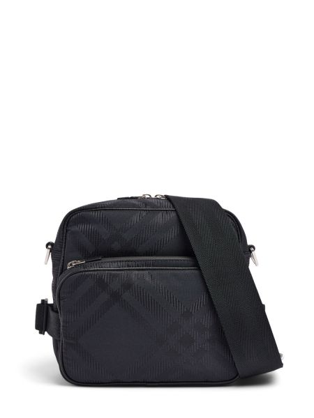 Crossbody torbica s karirastim vzorcem iz žakarda Burberry črna
