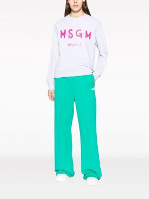 Bavlněné sportovní kalhoty s potiskem Msgm zelené
