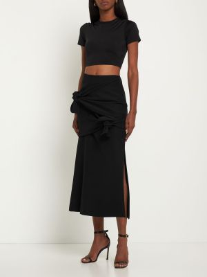 Midi sukně s mašlí Msgm černé
