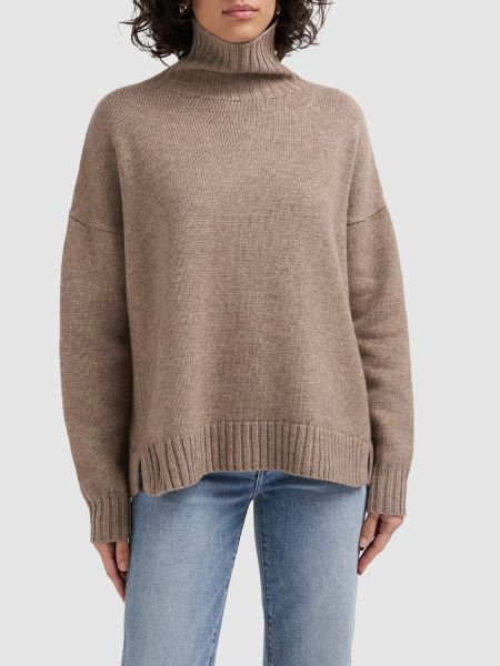 Suéter de lana de punto de cuello vuelto Max Mara beige