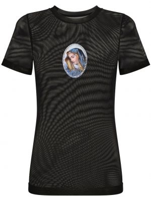 Tričko so sieťovinou Dolce & Gabbana čierna