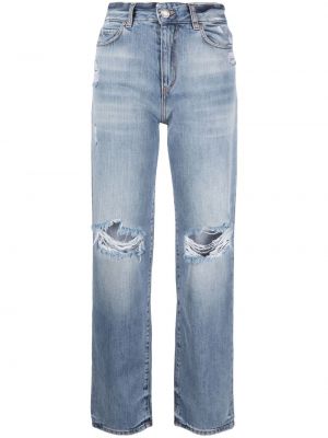 Straight fit džíny s dírami Pinko modré