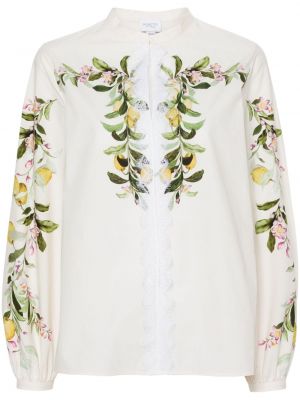 Bluză din bumbac cu model floral cu imagine Giambattista Valli alb
