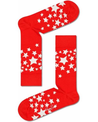 Čarape s uzorkom zvijezda Happy Socks crvena