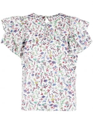 Bombažna bluza s cvetličnim vzorcem s potiskom Tommy Hilfiger bela