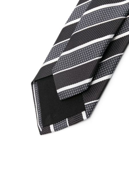 Cravate en soie à rayures Boss noir